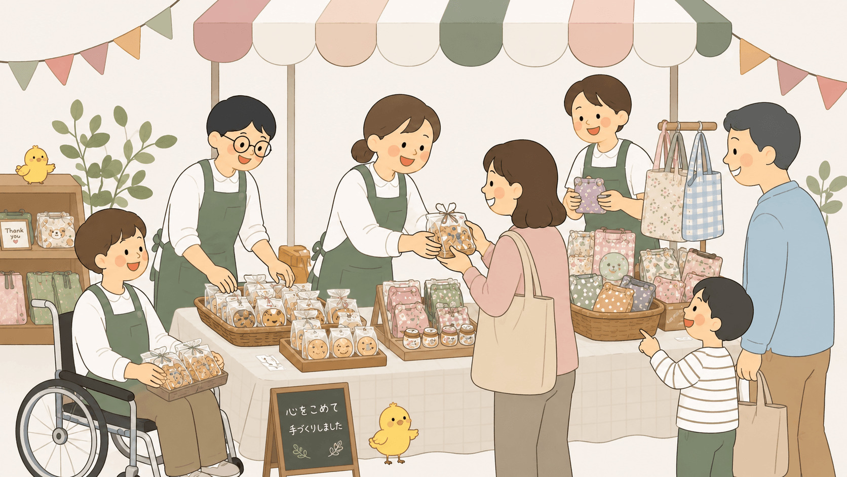 イベント・商業施設での共同販売のイラスト